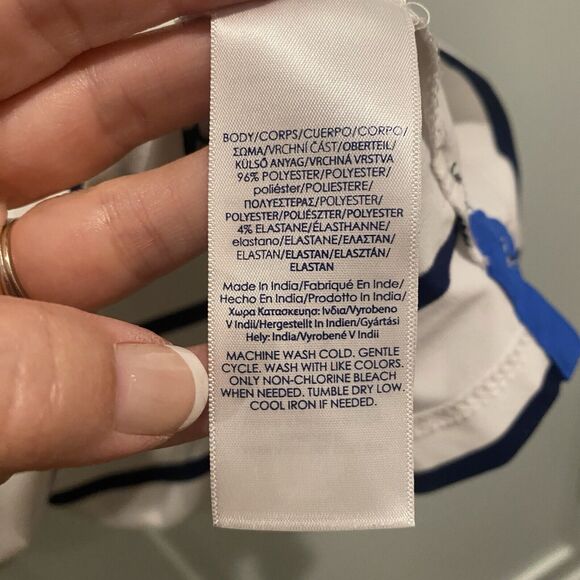 CHAPS Polo Mens Large White Striped Shirt Performance Golf Classic Preppy - Picture 9 of 11